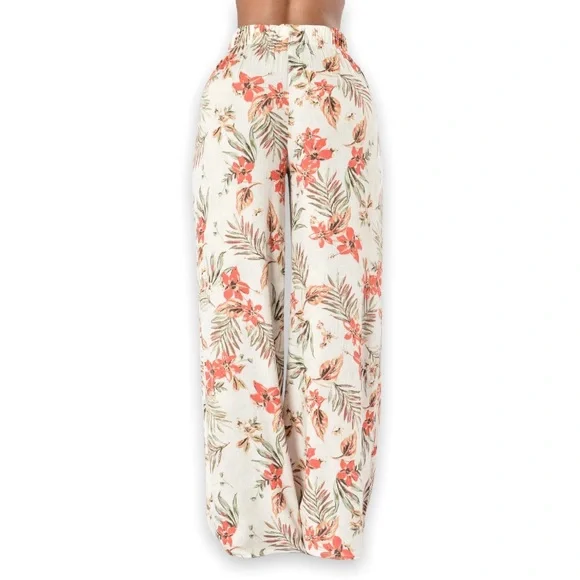 White Tropical Island Girl High Flare Pants - Kauai Natural - Picture 9 of 10